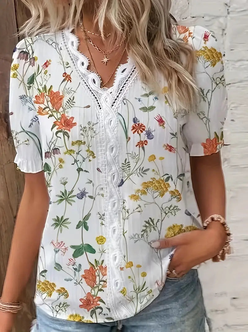 Bequeme Bluse mit Blumenmuster - Aurora