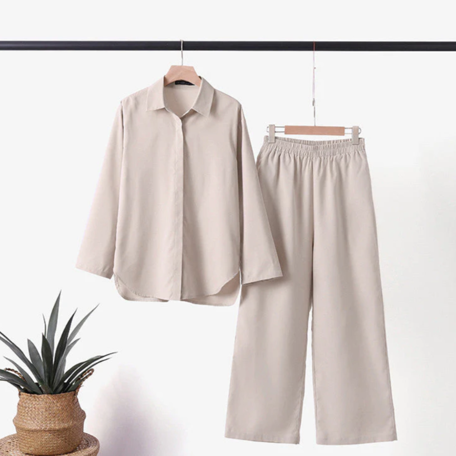 Leny - Komplettes Leinen Set für Damen (Bluse + Hose)