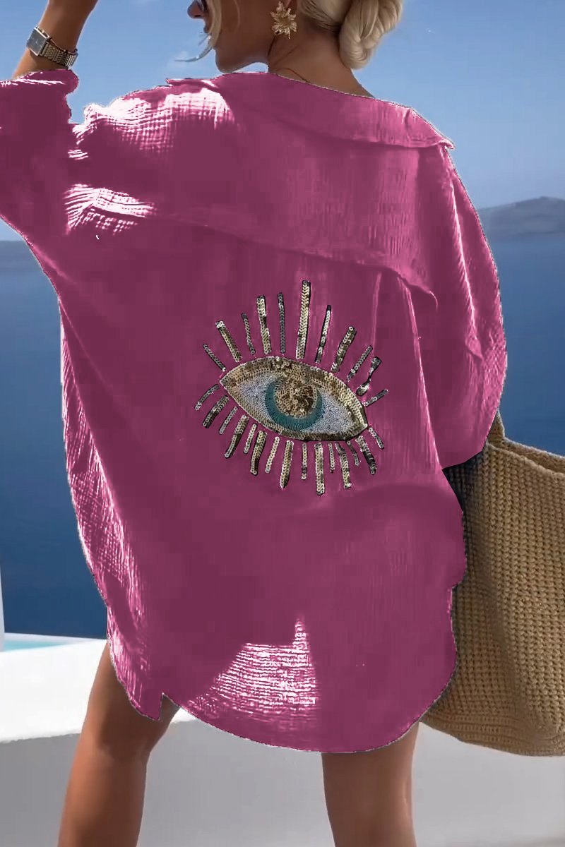 Strandabdeckung mit Augen-Design Langarmshirt  - Elca