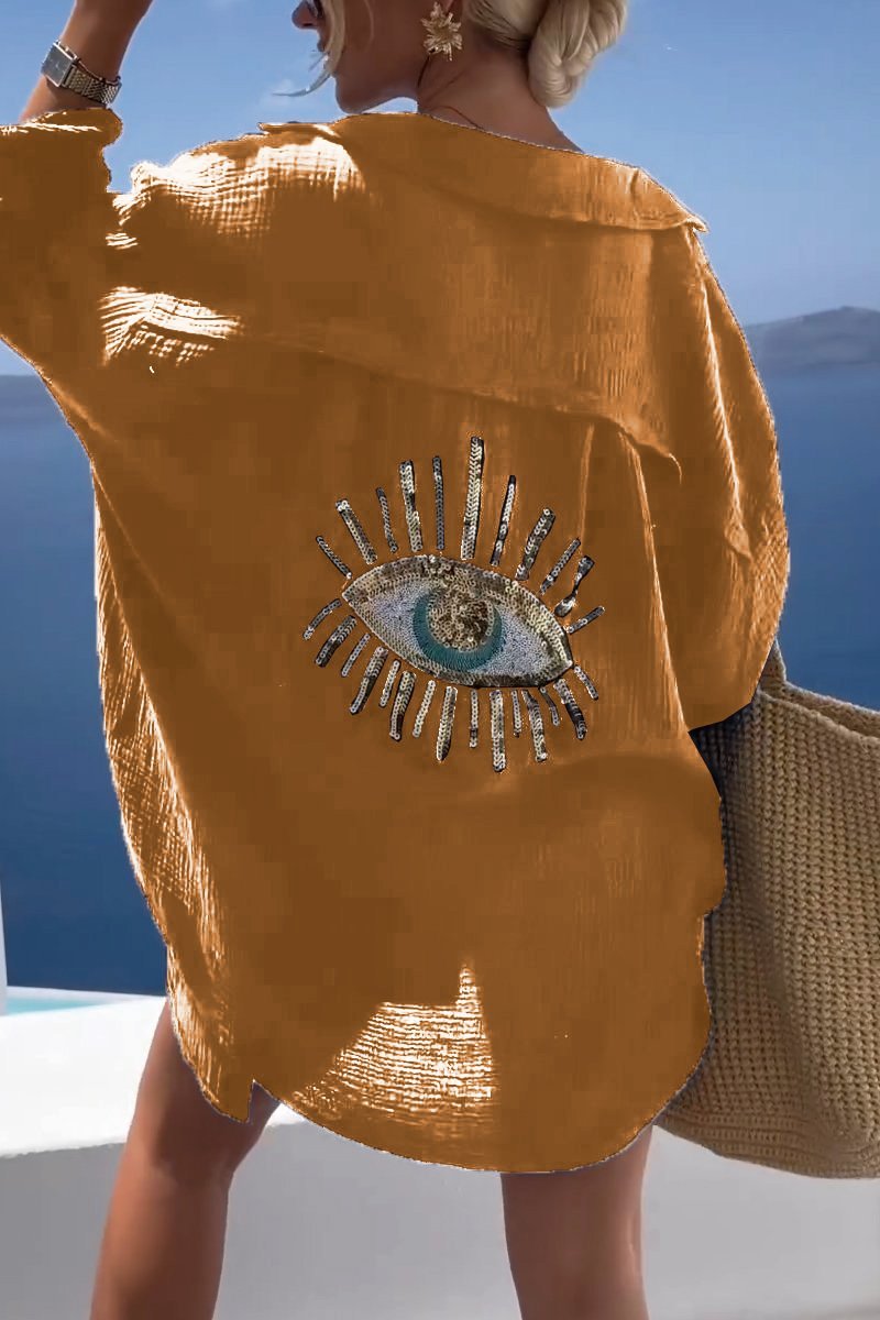 Strandabdeckung mit Augen-Design Langarmshirt  - Elca