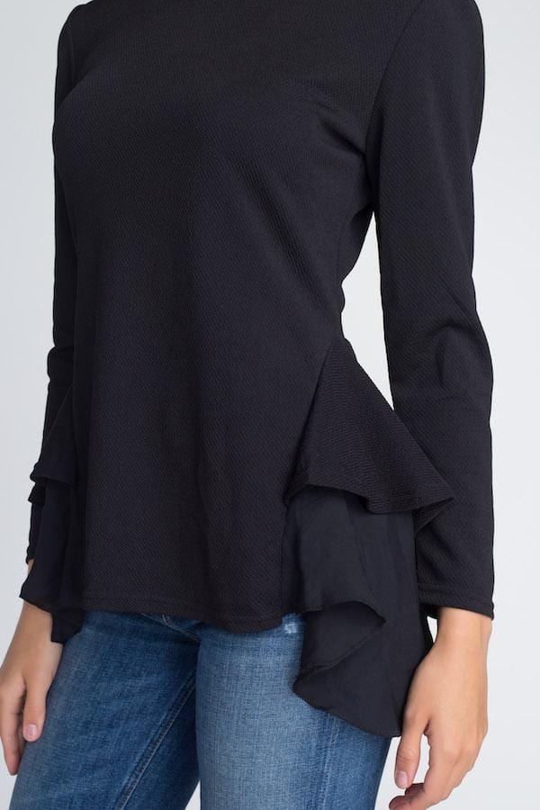 Olivia: Best Seller Damen Langarmshirt mit Rüschen, Elegantes Oberteil