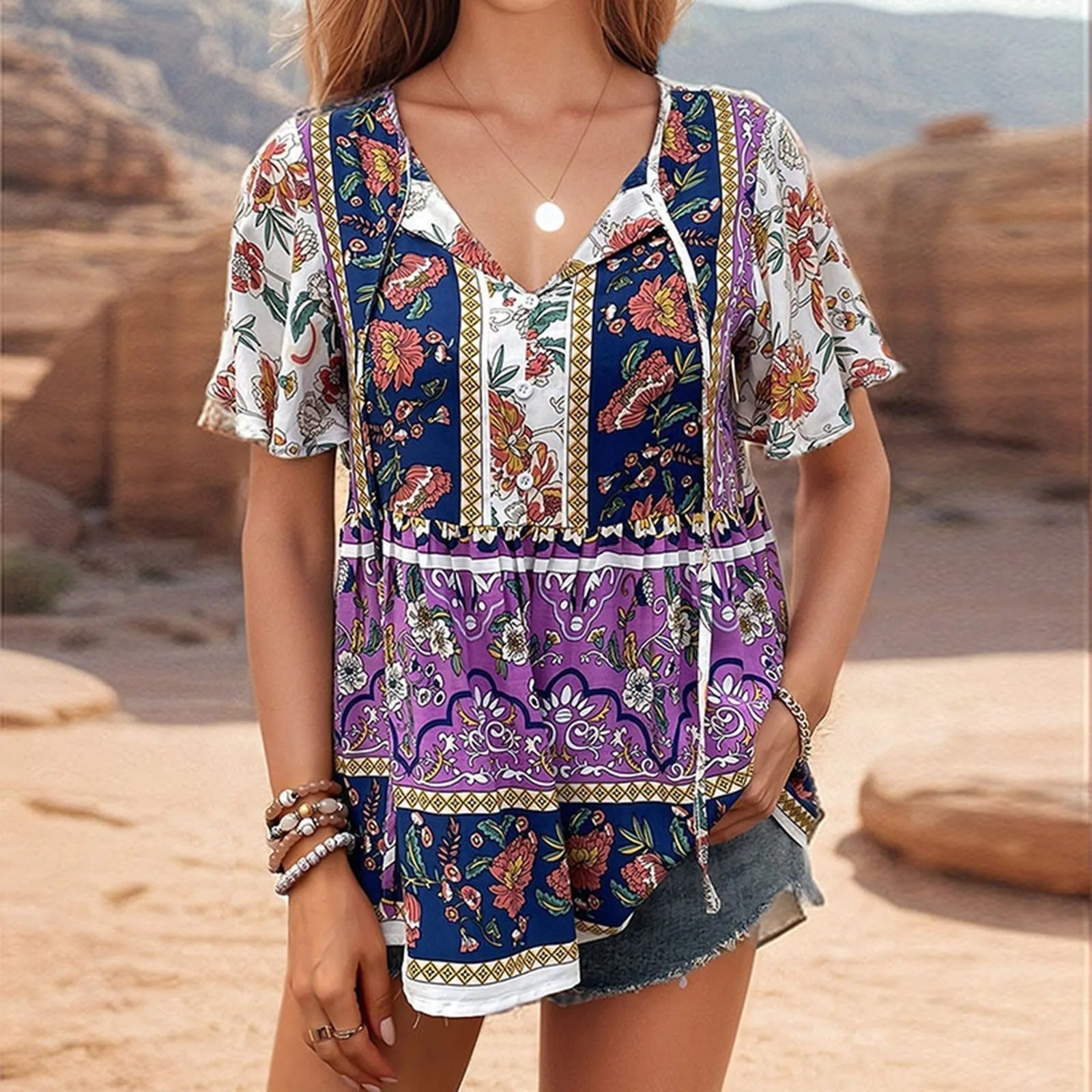 Anastasia - Boho-Blumenbluse